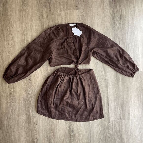 DISSH Brown Mini Dress with knot Detail - Picture 4 of 11